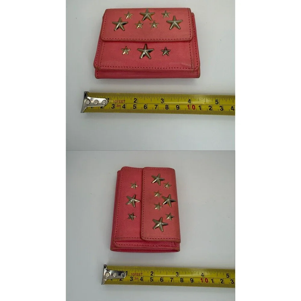 Jimmy Choo NEMO Star Studded Leather Trifold Wallet Pink/132